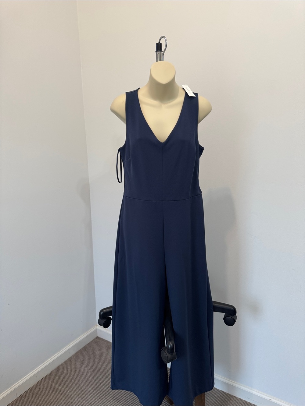 Banana Republic Navy Sleeveless V-Neck Wide-Leg Jumpsuit
